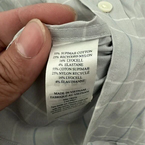 Faherty Movement Shirt Mens L Blue Plaid Windowpane Pima Cotton Button Down - Picture 7 of 9